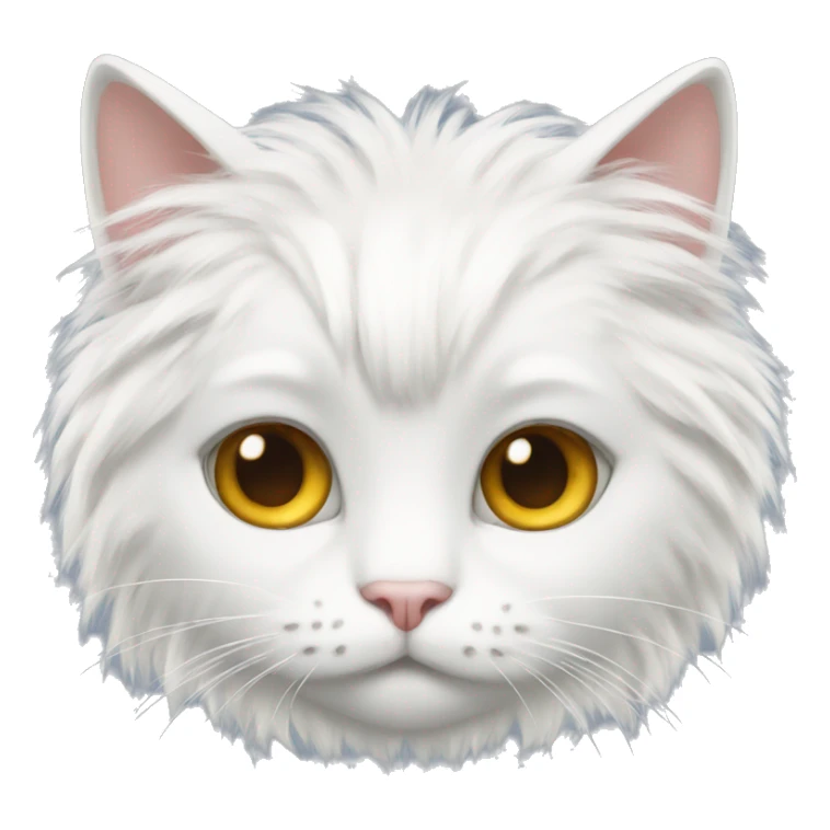 White cat with long fluff sticker
