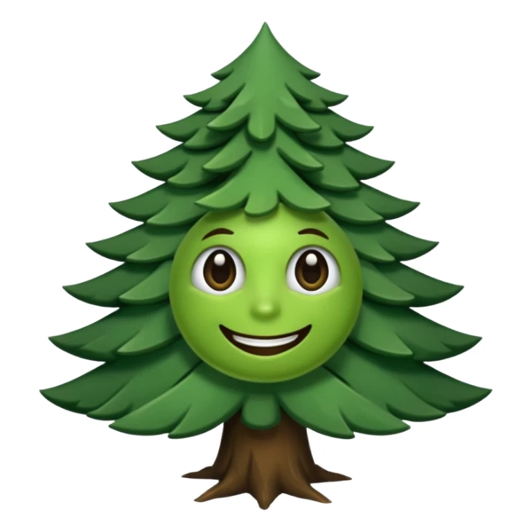 sapin avec des yeux noirs luisants, sourire en coin sticker