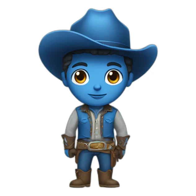 Cowboy with blue skin and a blue outfit sticker