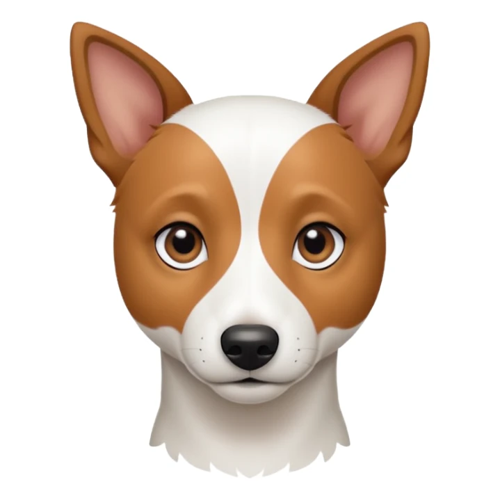 a fully white jack russell the size of a kelpie with a half white face sticker