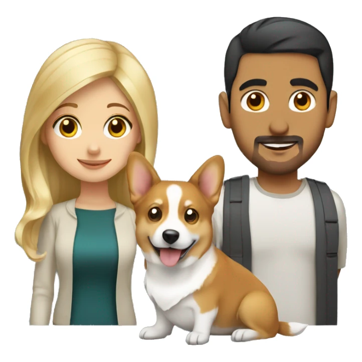 blonde girl, arab guy and corgi together sticker