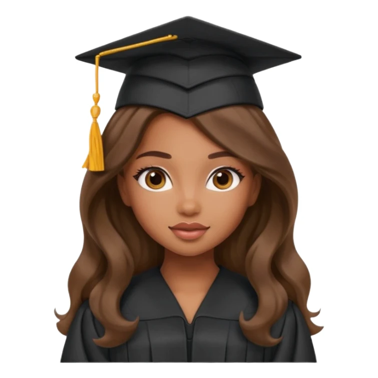 a pretty bratz brown girl with long wavy hair graduating sticker
