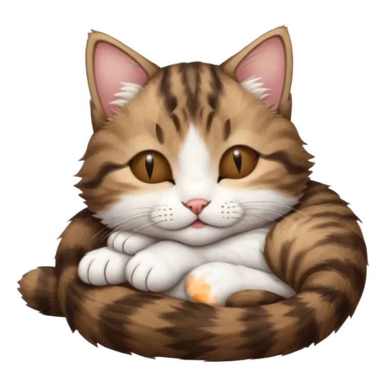 dark brown tabby and white kitten in funny positions with eyes closed sticker