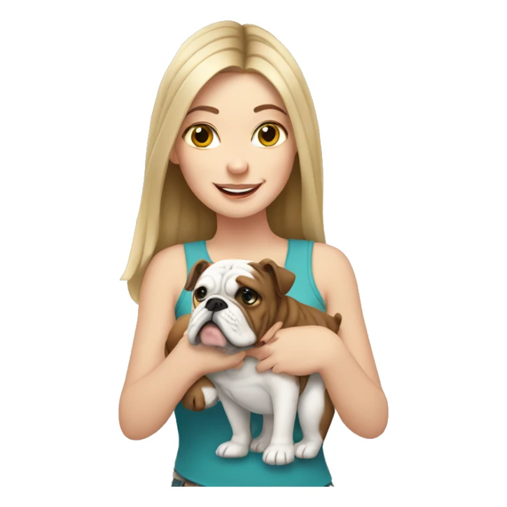 White girl holding English bulldog sticker