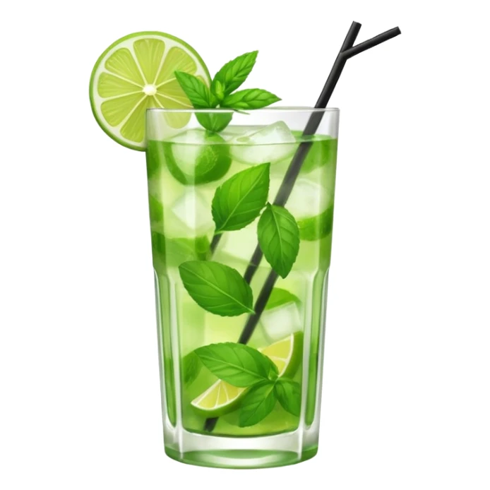 Make a mojito in she style of an emoji  sticker
