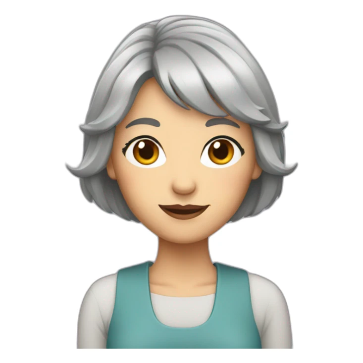 woman with grey hair and bangs, older sticker