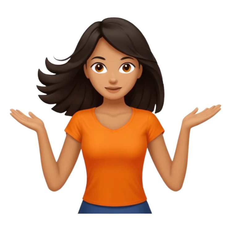 Long  Dark hair women orange top twirling sticker