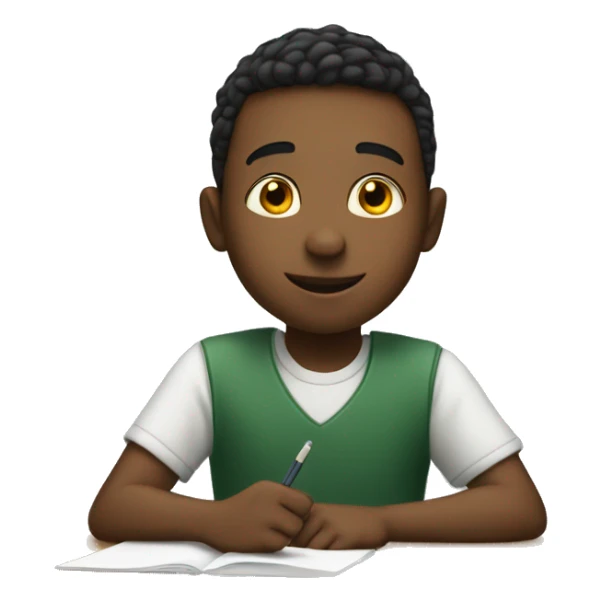 boy is sitting at school desk, hand is raised sticker