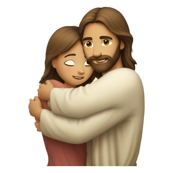 Jesus hugs a girl sticker