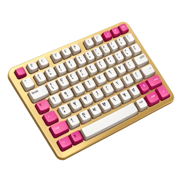 Computer keyboard with gold color F3BA2F and pink-red color FE0054 sticker