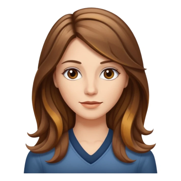 Mulher branca, cabelos longos liso com as pontas ondulado castanho com luzes  sticker