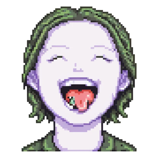 smiling with tongue sticking out
add the words  I’m talking bout innatt  sticker