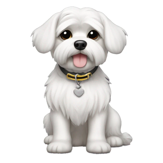 Maltese with a coller that says Romeo  sticker