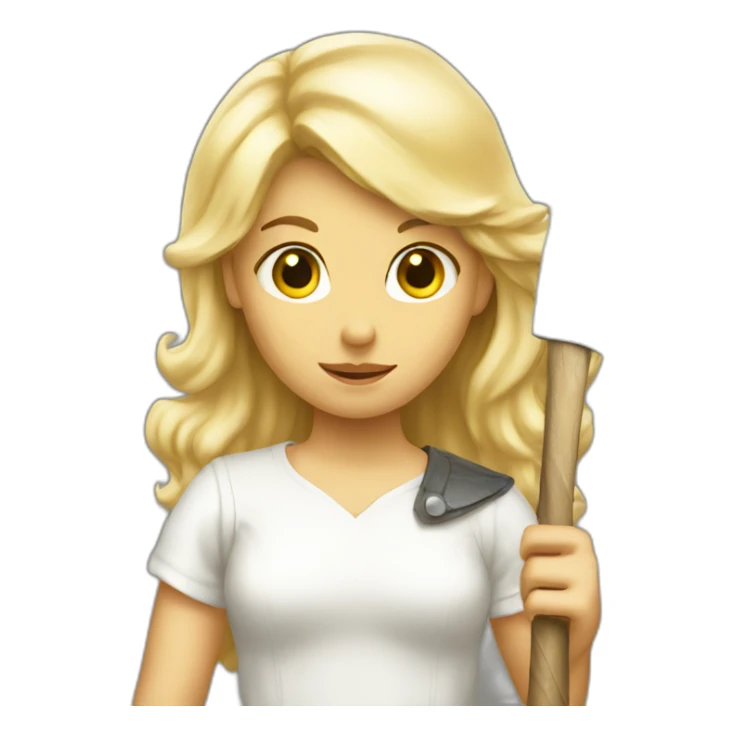Blond Blonde Angel girl with axe sticker