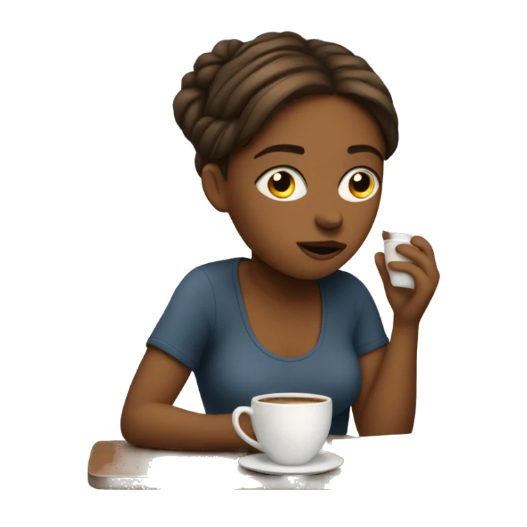 tired girl with laptop drinking a lot of coffee sticker