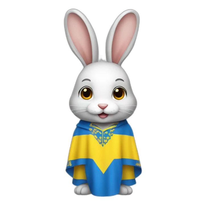 rabbit in a Ukrainian flag costume sticker