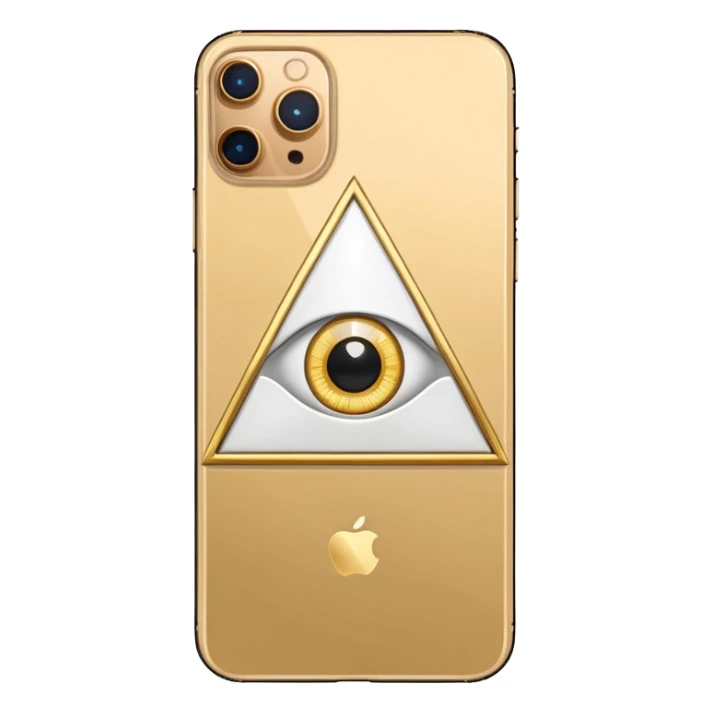 Gold iPhone 16 Pro Max, replace apple logo with fullgold all-seeing-eye logo backview sticker
