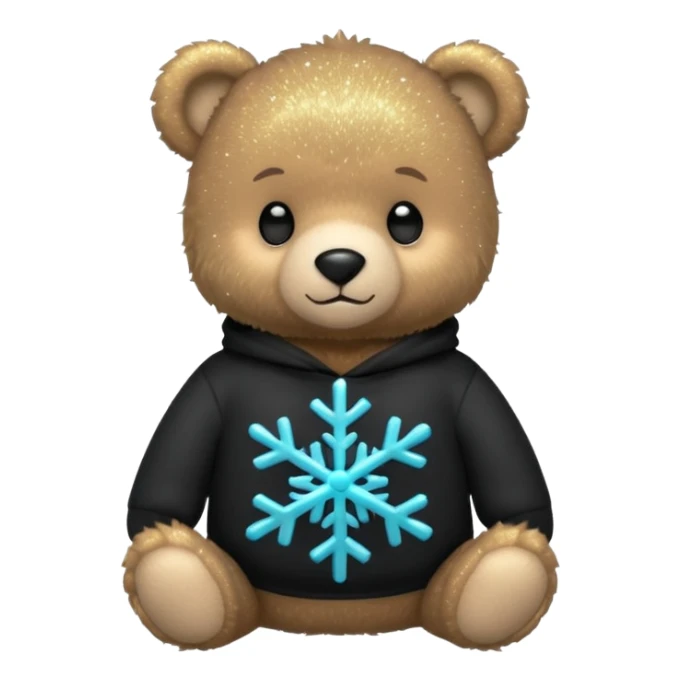 Glitter bear with cyan snowflake black sweatshirt sticker
