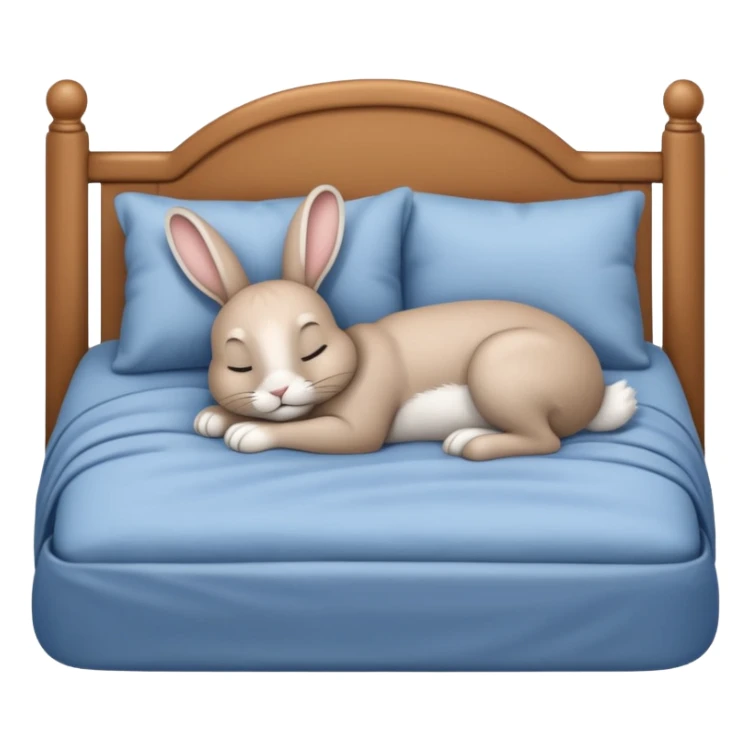 cartoon rabbit sleeping soundly in a big bed by itself with its eyes closed and no stuffed animals sticker