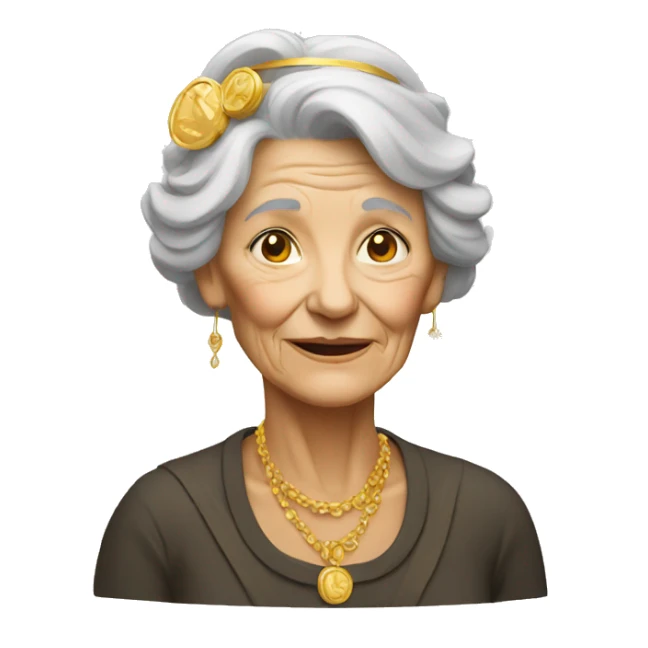 old woman with gold sticker