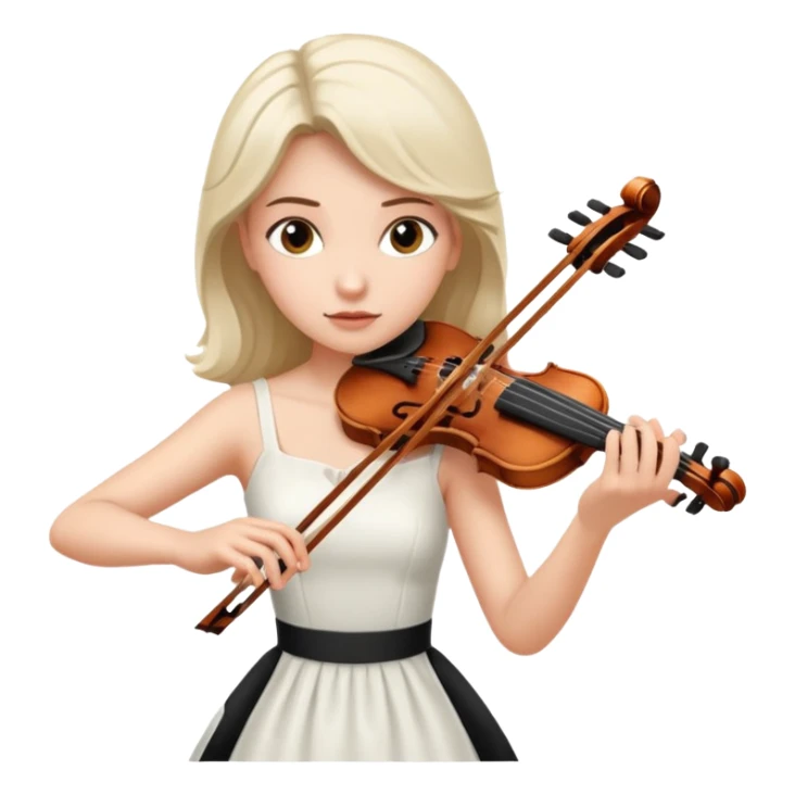 woman playing violin with white dress sticker
