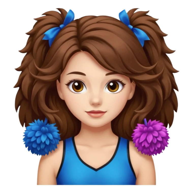 cheerleader with long brown hair and 2 pom poms sticker