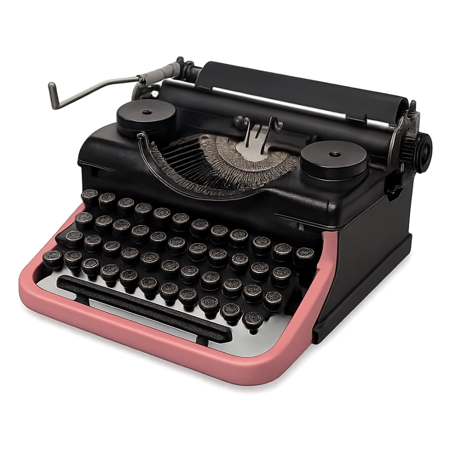 black and pink vintage typewriter, no background sticker