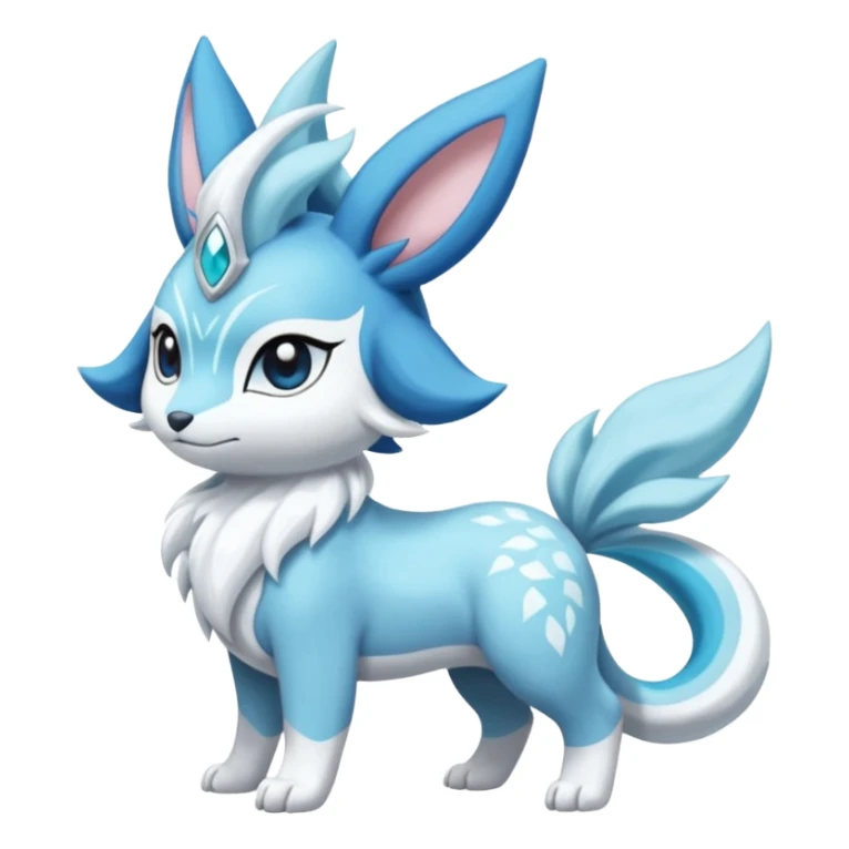 Fluffy floofy furry scaly cute elegant pristine beautiful precious pretty Primarina-Cobalion-Glaceon-Suicune-Amaura-Dialga-fusion sticker