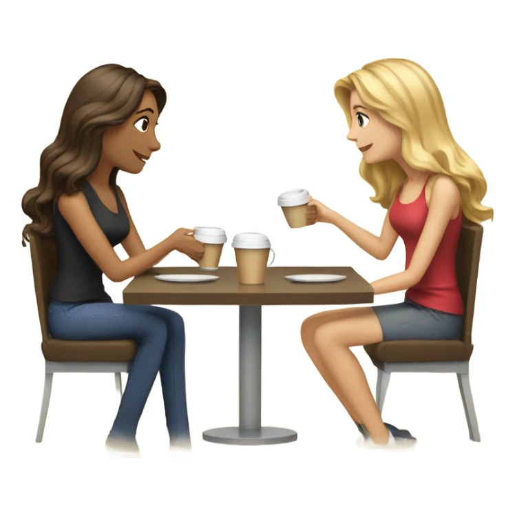 A blonde and a brunette having coffee  sticker
