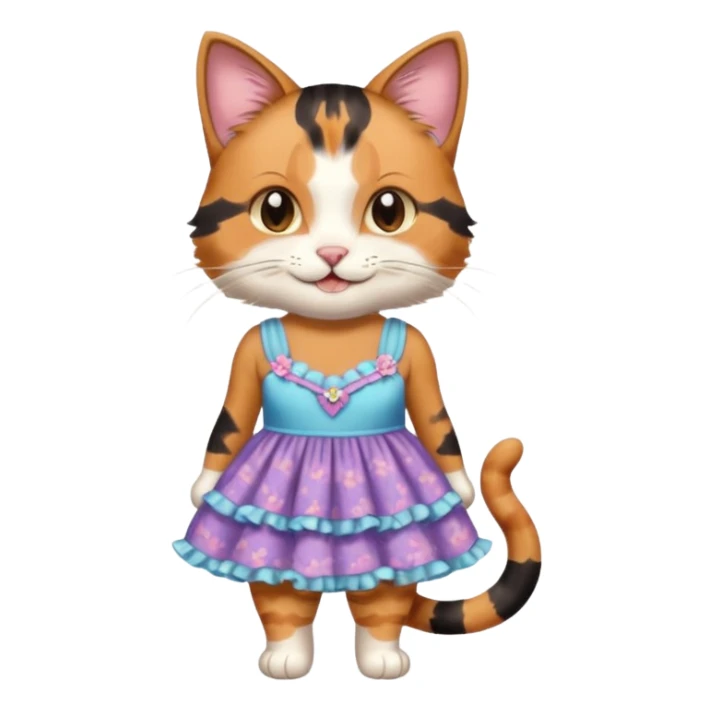 A cat wearing a pretty one-piece dress sticker