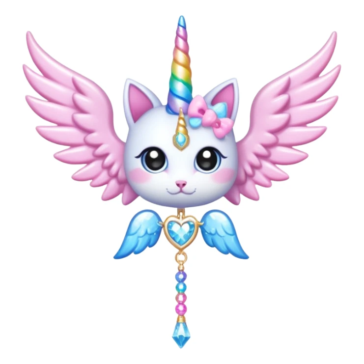 Kawaii decora cutecore starlight staff with wings and cute unicorn cat charms sticker
