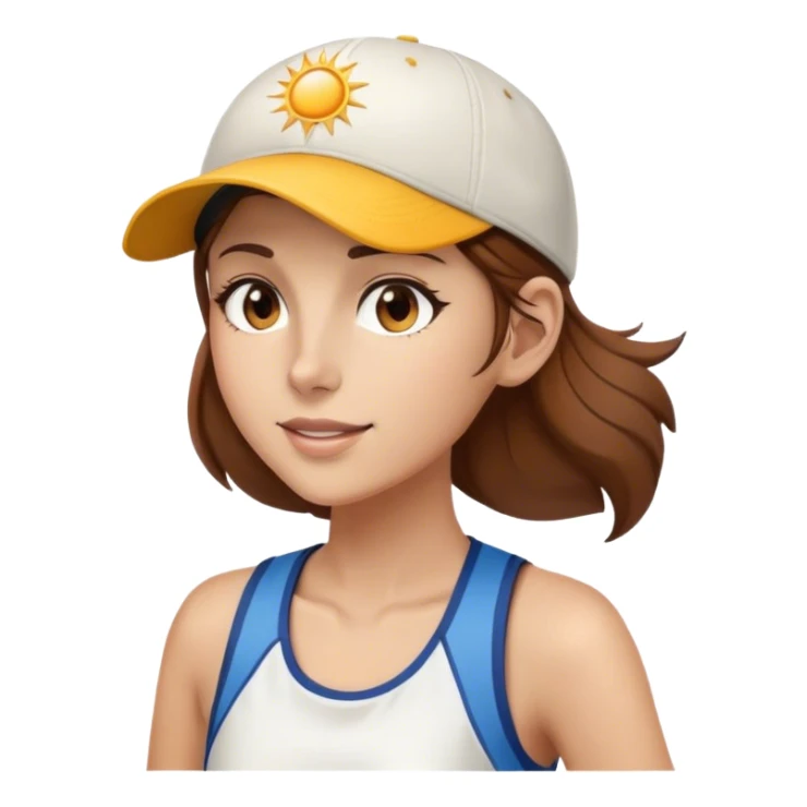 runner girl with brown hair baseball cap sun and music notes  sticker