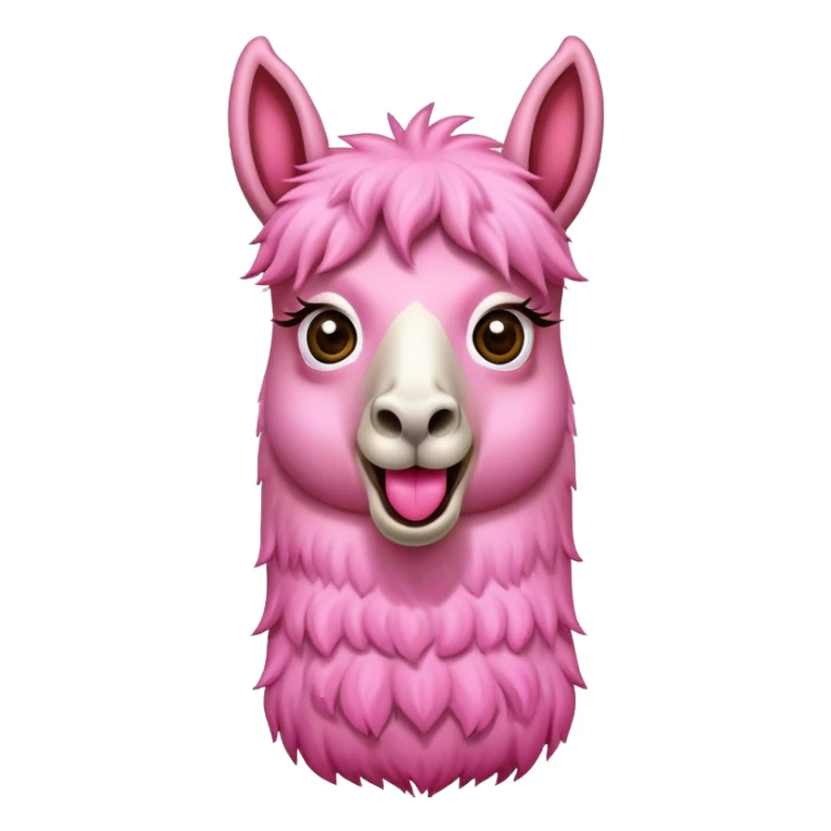 a pink llama with a surprising face, wide eyes, long tongue  sticker