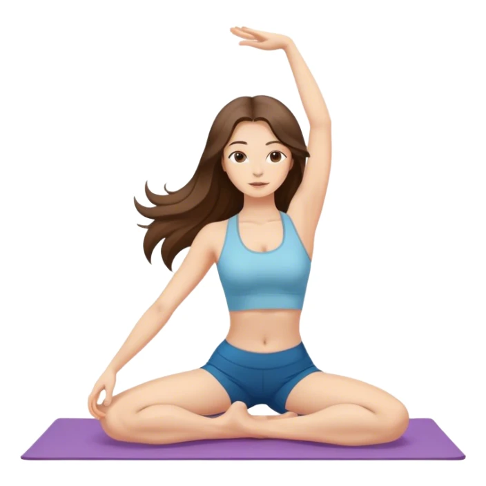 beautiful pale brunette girl with long hair doing yoga  sticker