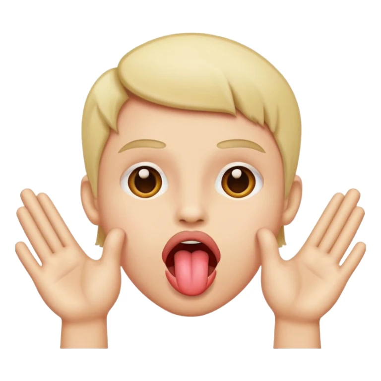 normal emoji tougne out and two hands outwards sticker