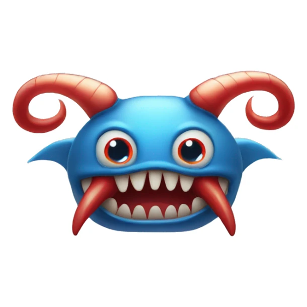 Christian beautiful Leviathan with blue and red horns and glowing blue eyes sticker