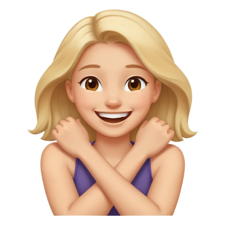 Arms crossed around neck laughing girl sticker