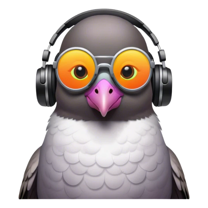  pigeon as dj. Wearing neon glasses  sticker