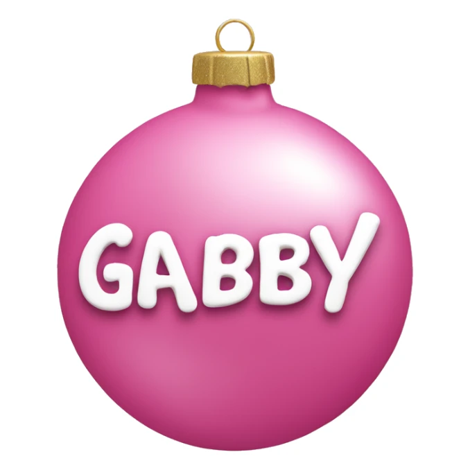 pink ornament with the name gabby on it in cursive sticker