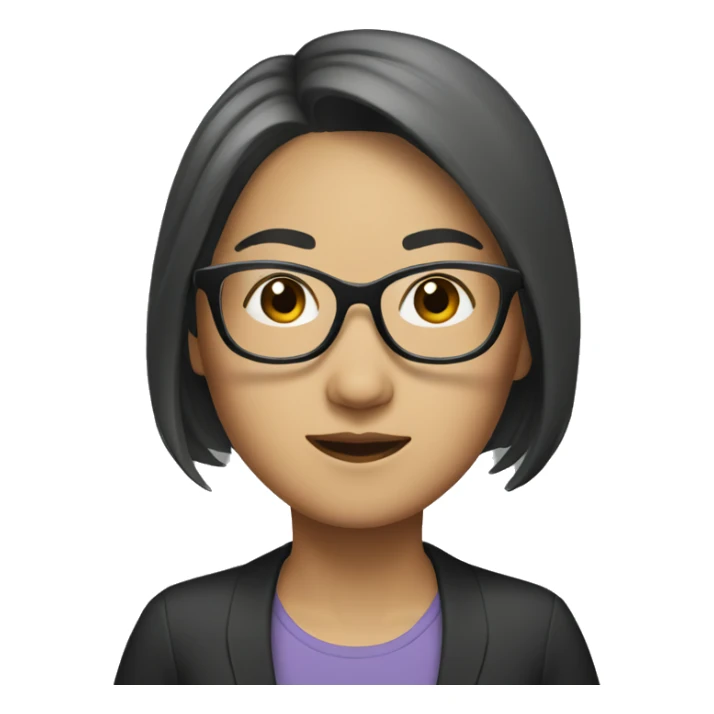 Asian women, with medium hair and glasses sticker