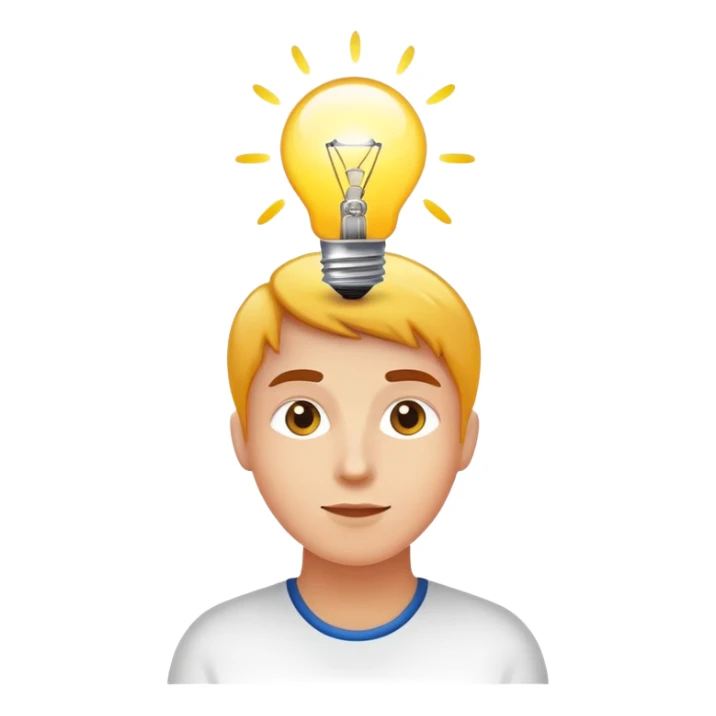 person with light bulb above head, healthy glowing person sticker