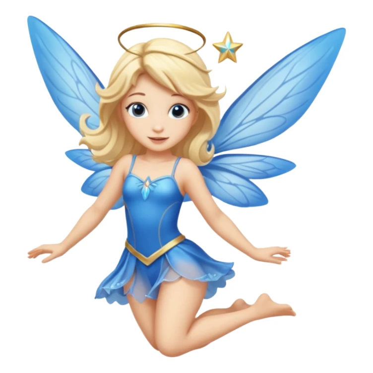 Flying blue fairy with blonde hair sticker