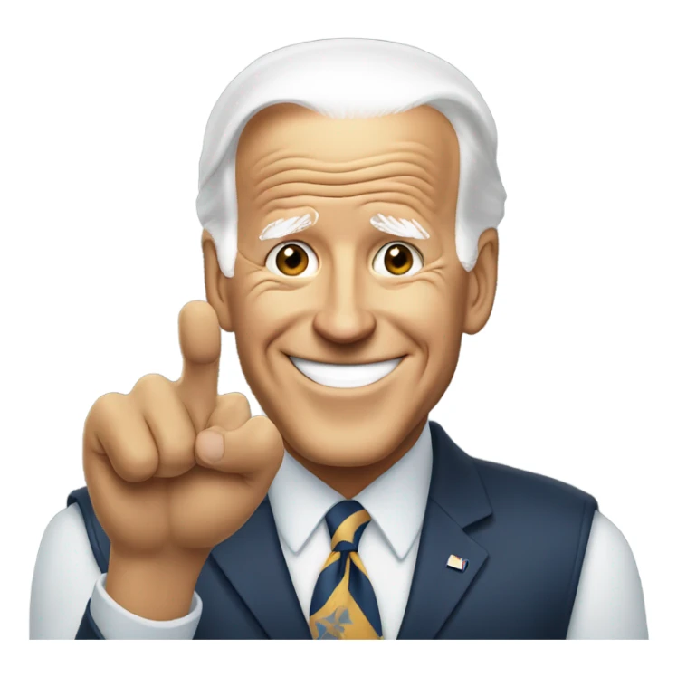 Biden holding up his ring finger sticker