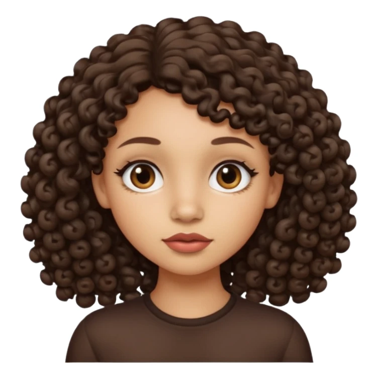 A light skin tone girl with a mole on her left side uper lips and curly dark brown hair sticker