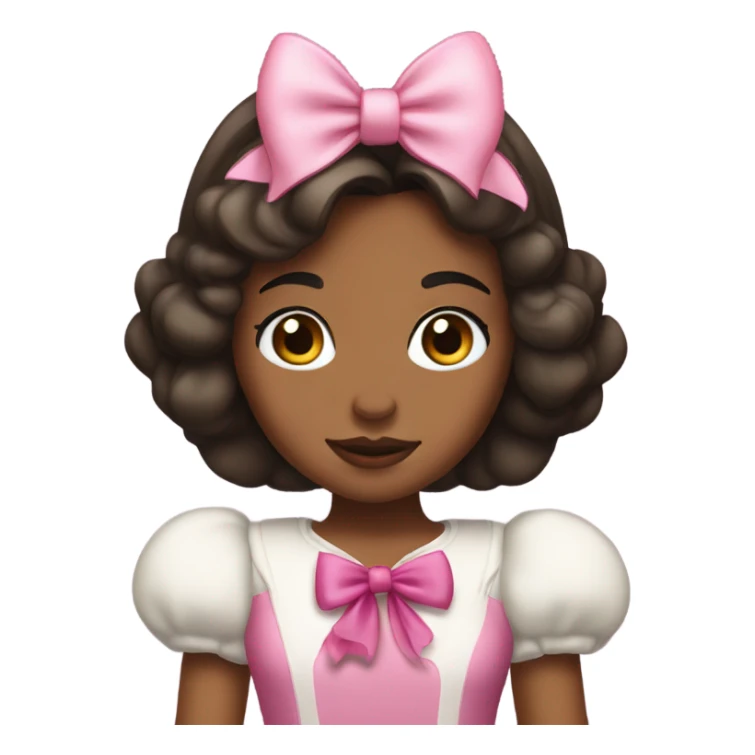 princess Snow White, medium brown skin, with a big pink bow on head sticker