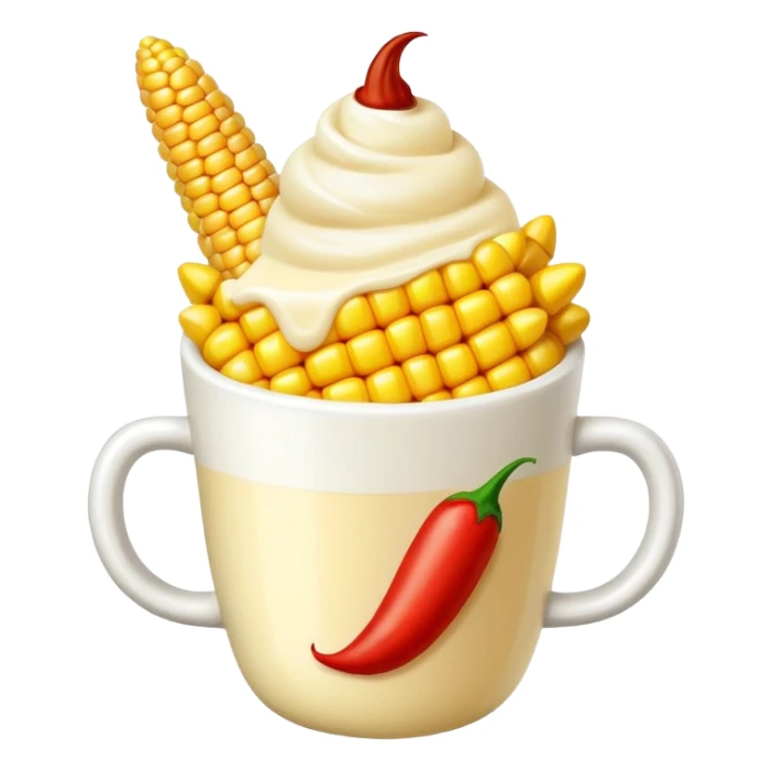 I would like you to make a emoji with corn in a cup mayo and red chile on top plz sticker
