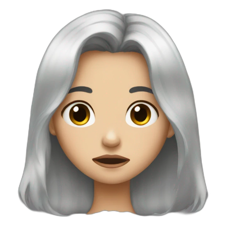 A crying girl with black and tall hair sticker