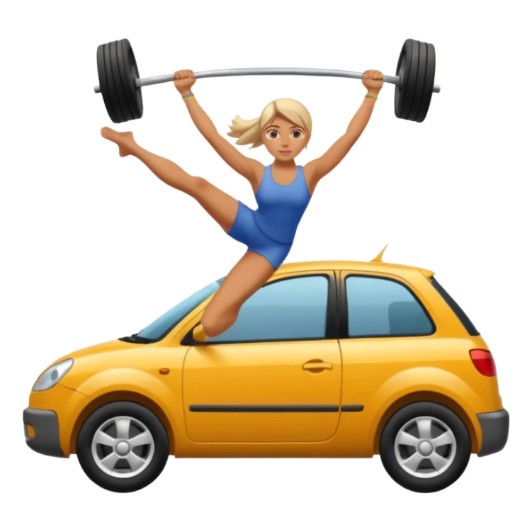 Barefoot woman lifting up a car sticker