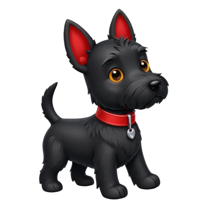 Black scottie dog with red collar walking away  sticker