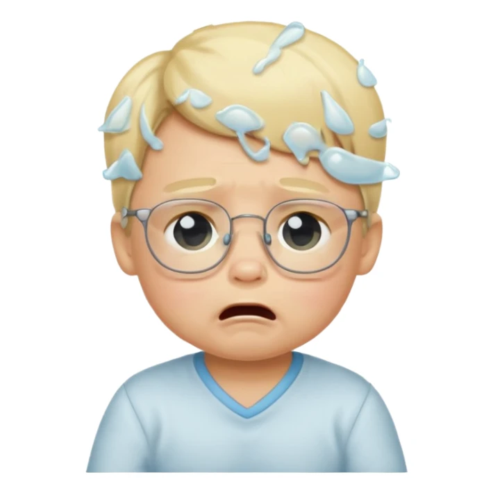 blond baby boy crying with glasses sticker